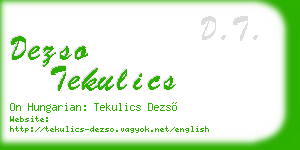dezso tekulics business card